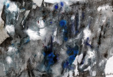 Siyah arka plan üzerinde beyaz ve mavi doku lekeleri.