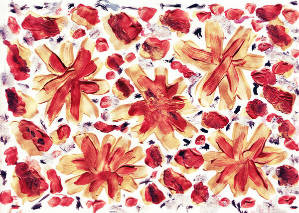 Rusty red autumn hand painted floral background.
