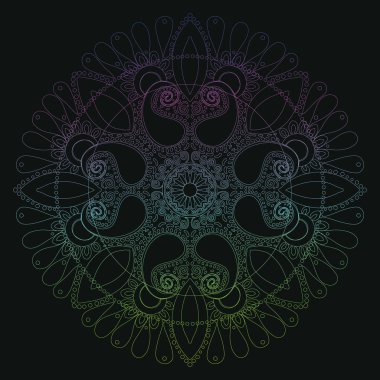 Siyah Diwali rangoli beautifull illüstrasyon.