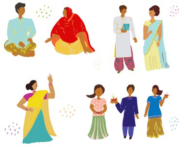 Hint halkı diwali kutlama için giyinmiş.