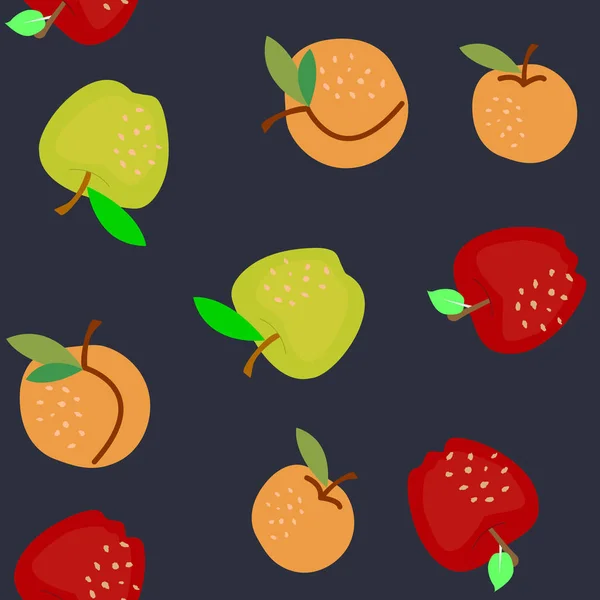 Πράσινα και κόκκινα μήλα με ενιαίο μοτίβο βερίκοκο. — Διανυσματικό Αρχείο