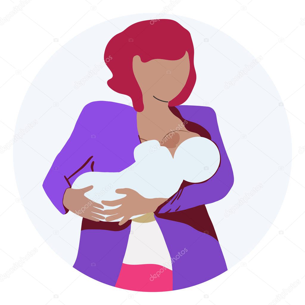 Mother breastfeeding newborn. Lactation concept.