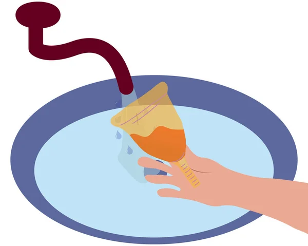Cómo lavar las copas menstruales ilustración . — Vector de stock