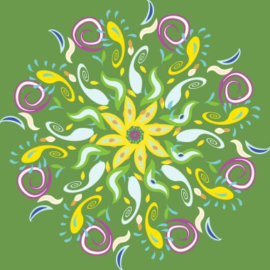 Yeşil Diwali rangoli beautifull illüstrasyon.