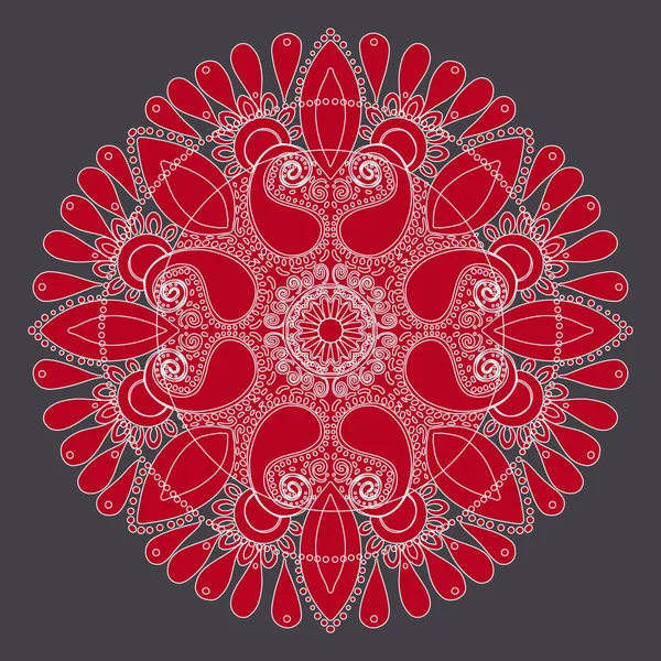 Esquema blanco rangoli en rojo bellísima ilustración . — Archivo Imágenes Vectoriales