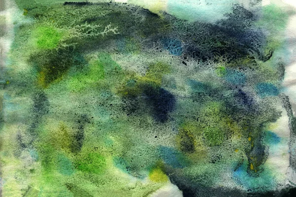 Синий и зеленый ручная роспись текстуры, акварель . — стоковое фото