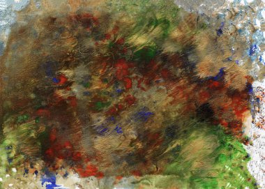 Kırmızı ve yeşil kontrastlı elle boyanmış doku,