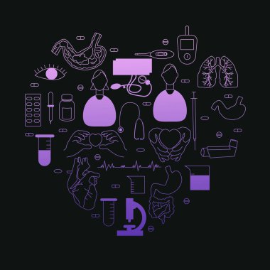 Kalp şeklinde teletıp elementleri.