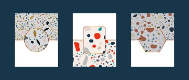 Moda geometrik terrazzo dikişsiz dokulara sahip koleksiyon.