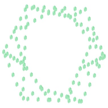 Beyaz arka planda izole edilmiş geometrik altıgen şekilli yeşil zümrüt elmas mücevherler. Vektör illüstrasyon mücevherleri ya da değerli elmas seti.