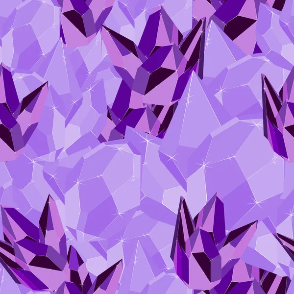 Purple Precious Stones Iceberg Seamless Vector Pattern Luxury Jewels Geometric — Stock Vector