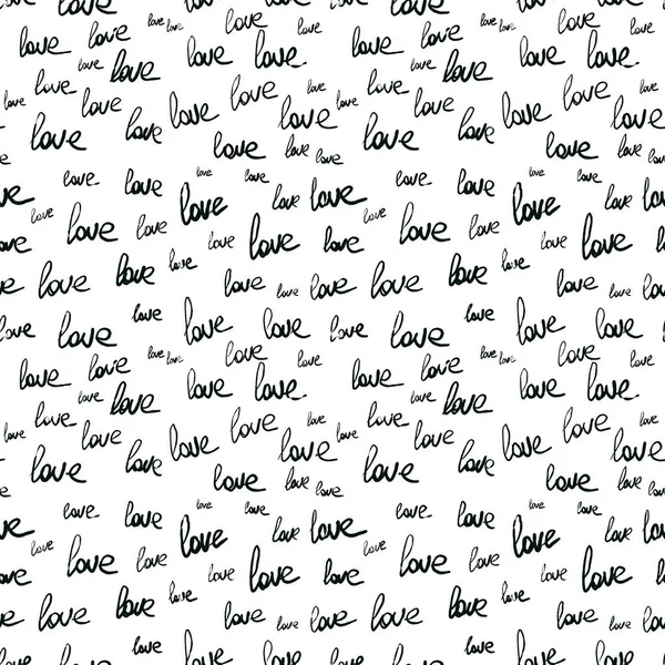 Love Romantic Seamless Pattern White Background Repeating Handwritten Love Word — Stock Photo, Image