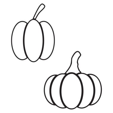 Kağıt kesim tarzı iki balkabağı çizgisi. Beyaz arka planda izole edilmiş. Vektör İllüstrasyonu.