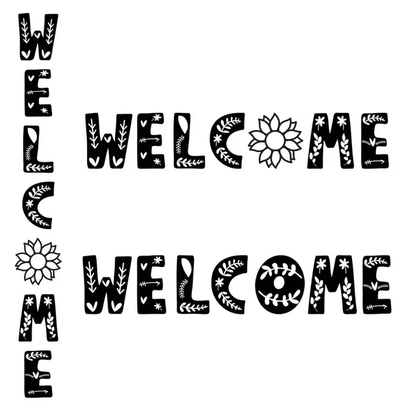 Welcome Sunflower Doormat Porch Sign Set Decorative Design Crafts Card — Vettoriale Stock