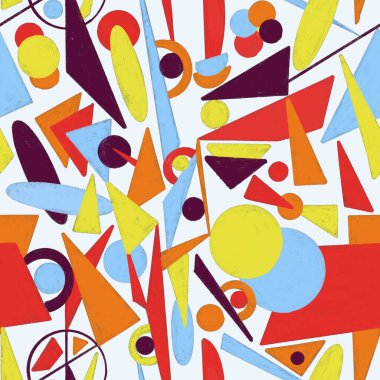 Parlak geometrik şekiller kusursuz desenler. Renkli doku tekrar dizaynı. Modern soyut arka plan. Moda çağdaş sanat tarzı.