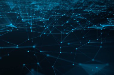 Çizgiler ve noktalar, arka plan, poly mesh düşük. Internet bağlantıları teknoloji. Sinirsel bağlantılar yapay sinirsel bağlantılar arasında sinyal vericisi kavramı. 3D çizim