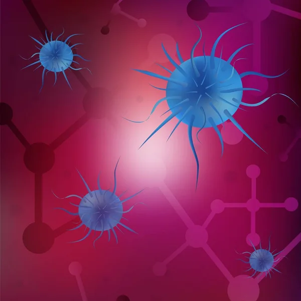 ベクター ウイルスや細菌の抽象的な背景。顕微鏡下で細菌およびウイルス生物、病原微生物に感染する概念感染や病気の細胞. — ストックベクタ