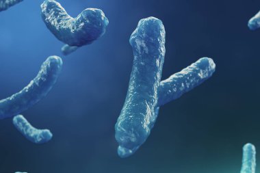 3D çizim virüs backgorund. Virüs grip, Hepatit, AIDS, E. coli, iki nokta üst üste bacillus. Bilim ve tıp, bağışıklık azaltılması kavramı. Hücre enfekte organizma