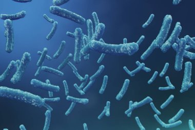 3D çizim virüs backgorund. Virüs grip, Hepatit, AIDS, E. coli, iki nokta üst üste bacillus. Bilim ve tıp, bağışıklık azaltılması kavramı. Hücre enfekte organizma