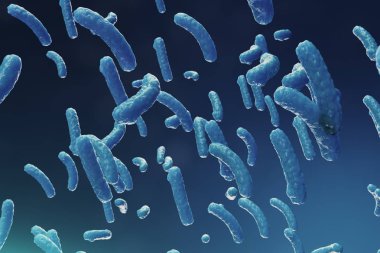 Arka plan virüs. Bilim ve tıp, vücudunda bağışıklık azaltılması kavramı. Grip virüsü, hepatit virüsü, canlı organizma enfekte hücreleri. 3D çizim