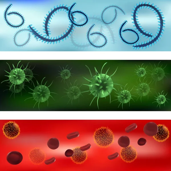 Um conjunto de vírus e bactérias. Vírus e bactérias ao microscópio. Vírus bacteriano, células microbianas. Ilustração vetorial . —  Vetores de Stock