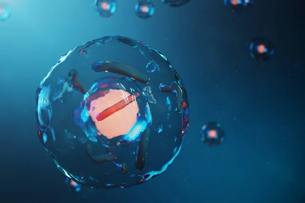 Células humanas o animales Colonia celular. Concepto de ciencia y medicina, regeneración de células, renovación de células en el organismo vivo. Ilustración 3D —  Fotos de Stock