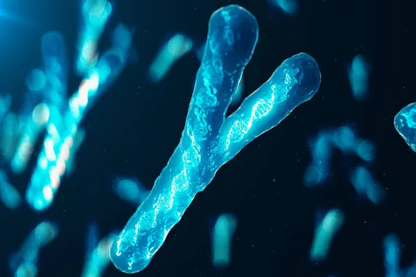 Y-kromosomer med Dna bär den genetiska koden. Genetik-koncept, medicin koncept. Framtida, genetiska mutationer. Ändra den genetiska koden på den biologiska nivån. 3D illustration — Stockfoto