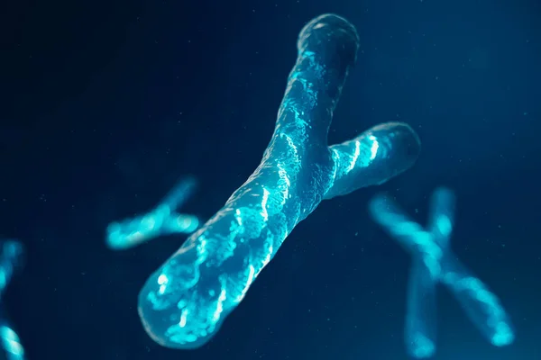 Y-хромосомы с ДНК, несущей генетический код. Концепция генетики, медицина. Будущее, генетические мутации. Изменение генетического кода на биологическом уровне. 3D иллюстрация — стоковое фото