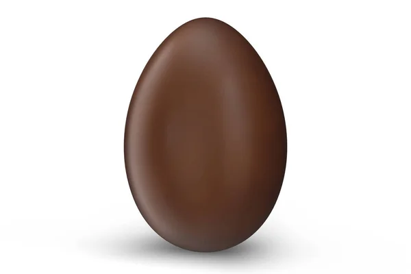 Oeuf de Pâques sucré et chocolaté isolé sur un fond blanc. Œuf de Pâques en chocolat, symbole de vacances, œuf fabriqué à partir de cacao. Illustration 3D — Photo