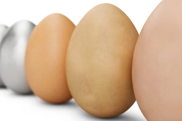 Filas de huevos de colores. Fondo de huevos. Concepto feliz Pascua. Los huevos como símbolo de la fiesta. Antecedentes para una alimentación saludable, ilustración 3D —  Fotos de Stock