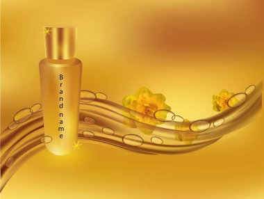 Gerçekçi vektör illüstrasyon eau de parfum. Satılık banner. Vektör illüstrasyon. Güzel reklam Eau de Parfum