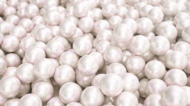 İnci yığını. Güzel inci çoğulculuk arka plan. Mücevherler, kadın mücevherleri. 3d illüstrasyon