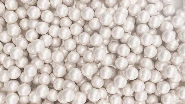 Pile of pearls. Background of the plurality of beautiful pearls. Gems, womens jewelry, nacre beads. Background For your banner, poster, logo. Beautiful shiny sea pearl. 3d rendering