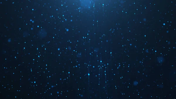 Абстрактный фон сияющих частиц, цифровые сверкающие голубые частицы. Красивые голубые плавающие частицы с сияющим светом. 3D рендеринг — стоковое фото
