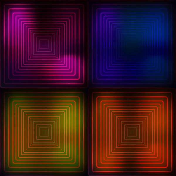 Neonblau, orange, rosa, gelb geometrischer Hintergrund. Abstrakte Illustration. Leuchtende Linien. Technologie. Vektorillustrator — Stockvektor