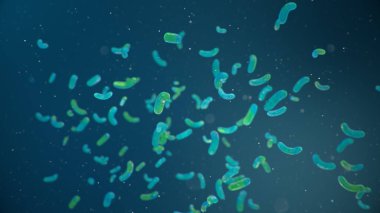 Çubuk şeklindeki bakteriler, bağırsaklarda yaşayan bakteriler organizmayı gerekli unsur veya enfeksiyon ve iltihapların etkeni olarak gösterirler. E. coli. Virüs bir bakteri, enterobacteria. 3d İllüstrasyon