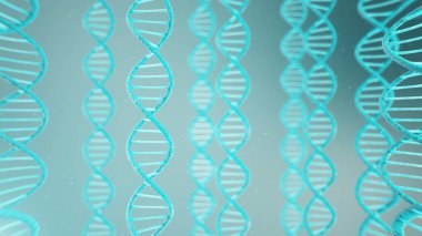 Dna'nın çift sarmal yapısı, Dna molekülü, Rna. Biyokimya kavramı, biyoteknoloji. Genom değişimi, 3d illüstrasyon