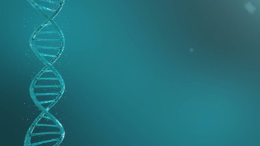 Dna'nın çift sarmal yapısı, Dna molekülü, Rna. Biyokimya kavramı, biyoteknoloji. Genom değişimi, 3d illüstrasyon