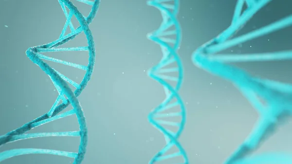 Двойная спиральная структура ДНК, молекулы ДНК, РНК. Концепция биохимии, биотехнологии. Изменение генома, 3D иллюстрация — стоковое фото