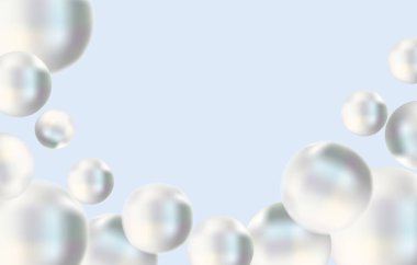 Mavi arka planda parlak beyaz deniz incileri. Kadınlar için güzel mücevherler. Posterin için illüstrasyon, afiş. Vektör illüstrasyonu