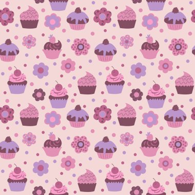 Sevimli çiçek sorunsuz doku dekoratif kekler