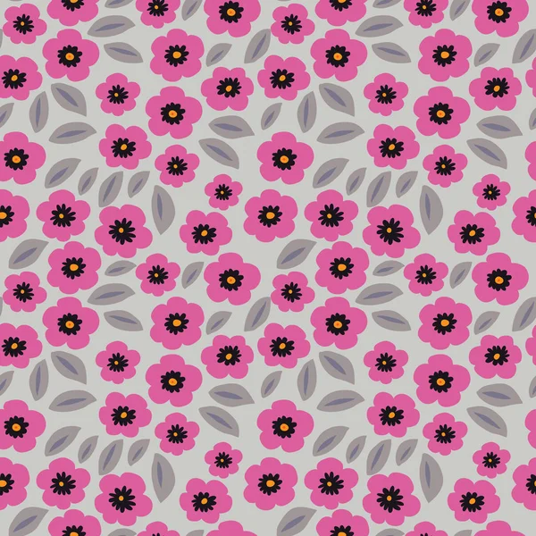 Roztomilý Květinový Bezešvá Textura Růžový Mák — Stockový vektor