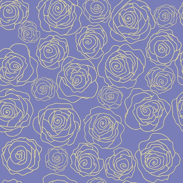 时尚的花卉图案与玫瑰在蓝色背景 — 图库矢量图片