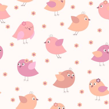 Çok renkli karikatür kuşlar ile şirin seamless modeli