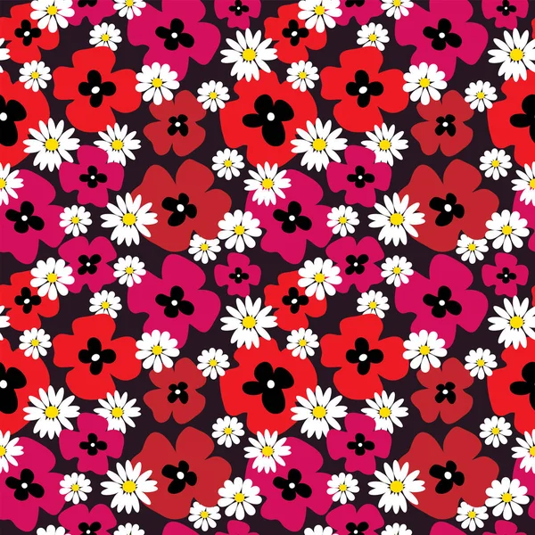 Цветочный Бесшовный Фон Маками Маргаритками — стоковый вектор