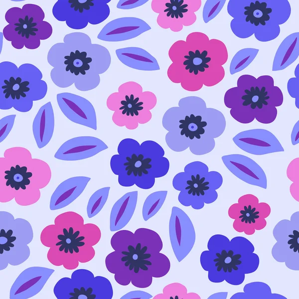 Seamless Floral Background Cute Violets Blue Background — Stock Vector