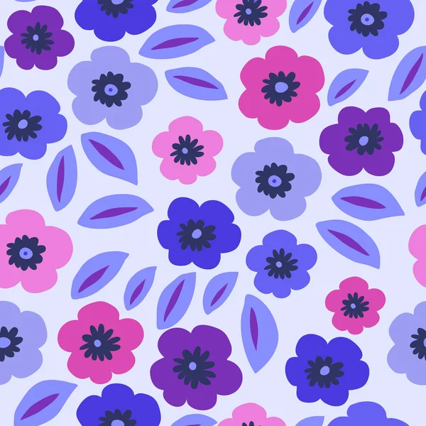 无缝的花卉背景与可爱的紫罗兰在蓝色背景 矢量图形