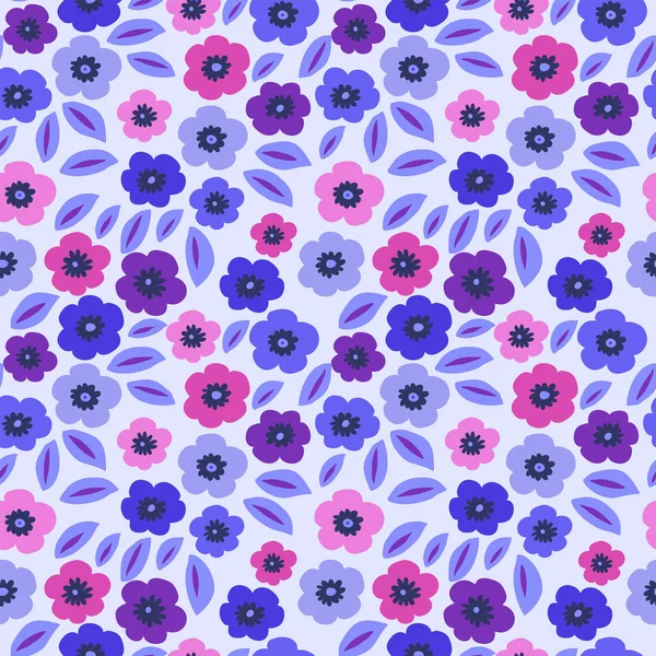 Texture Sans Couture Mignonne Avec Beaucoup Fleurs Bleu — Image vectorielle