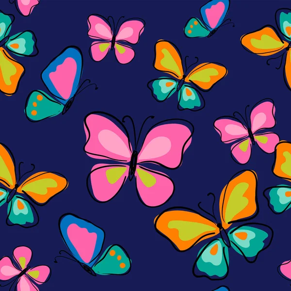 Seamless Pattern Cute Butterflies Blue Background Royalty Free Stock Illustrations