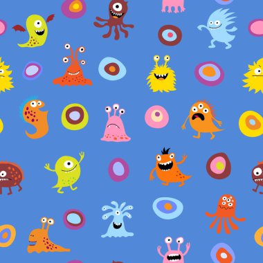 Soyut bir canavar ile şirin sorunsuz süsleme ve daireler